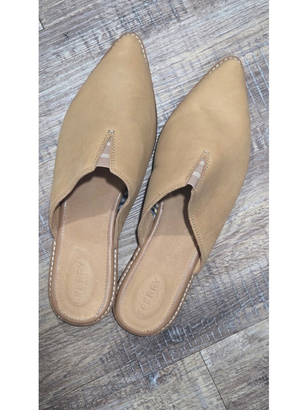 Sperry Women’s Size 11 Tan Leather Pointed Toe Mule Flats STS84772